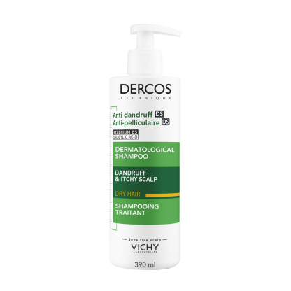 Sampon anti-matreata pentru par normal-uscat Dercos, 390 ml, Vichy