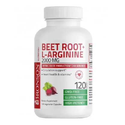 BeetRoot Extract Radacina Sfecla + L-arginine, 2000 mg, 120 capsule, Bronson Laboratories