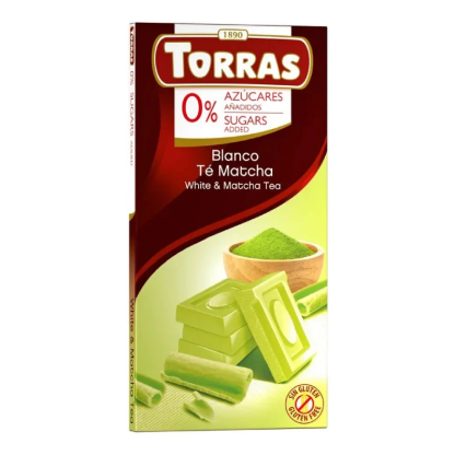 Ciocolata alba cu matcha, 75g, Torras