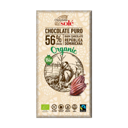 Ciocolata neagra bio 56% cacao, 100g, Chocolates Sole