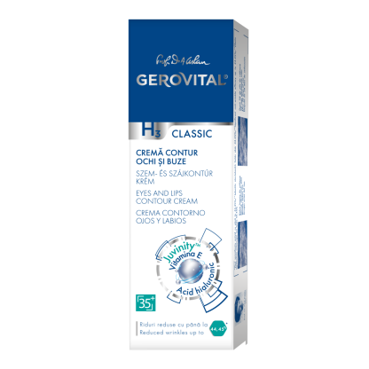 Crema pentru contur ochi si buze H3 Classic, 15 ml, Gerovital