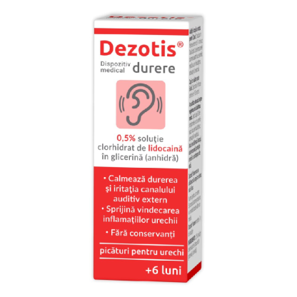 Dezotis Durere, solutie auriculara cu lidocaina 0.5%, 7g, Zdrovit