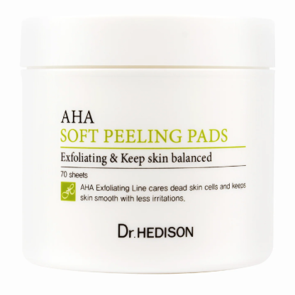 Dischete exfoliante pe baza de Alfa Hidroxi Acizi AHA Soft, 70 bucati, Dr Hedison