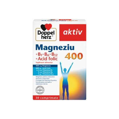 Magneziu 400+B1+B6+B12+Acid Folic, 30 comprimate