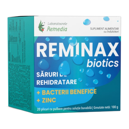 Saruri de rehidratare + bacterii benefice si zinc Reminax Biotics, 20 plicuri, Remedia