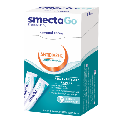 Smecta Go Cacao&Caramel, 8 plicuri, Ipsen