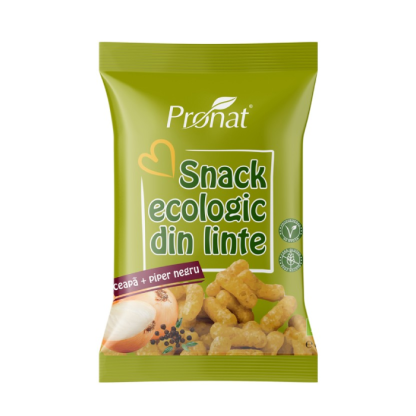 Snack bio din linte cu ceapa si piper negru, fara gluten, 60g, Pronat