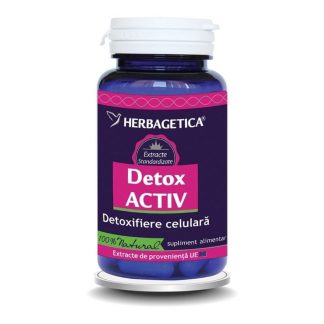 Detox activ , 120 capsule, Herbagetica