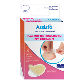 Plasturi hidrocoloidali pentru basici, mediu, 5 bucati, Assista