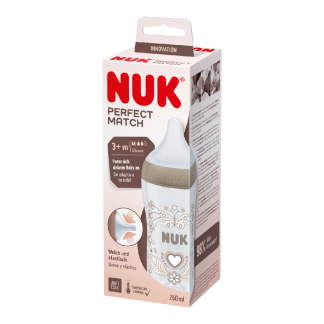 Biberon Perfect Match inima, tetina marimea M, 3+ luni, 260ml, Nuk