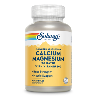 Calciu, Magneziu si Vitamina D Solaray, 90 capsule, Secom