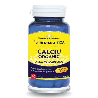 Calciu Organic cu alga calcaroasa, 60 capsule, Herbagetica