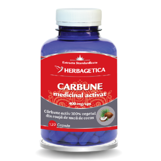 Carbune medicinal activat, 120 capsule, Herbagetica