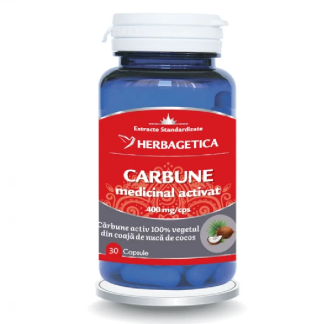 Carbune medicinal activat, 30 capsule, Herbagetica