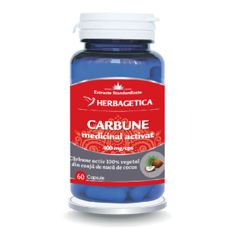 Carbune medicinal activat, 60 capsule, Herbagetica