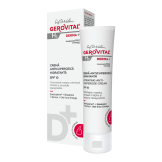 Crema anticuperozica hidratanta SPF10 H3 Derma+, 50 ml, Gerovital