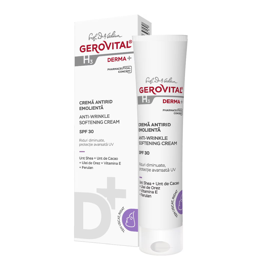Crema antirid emolienta SPF30 H3 Derma+, 30 ml, Gerovital