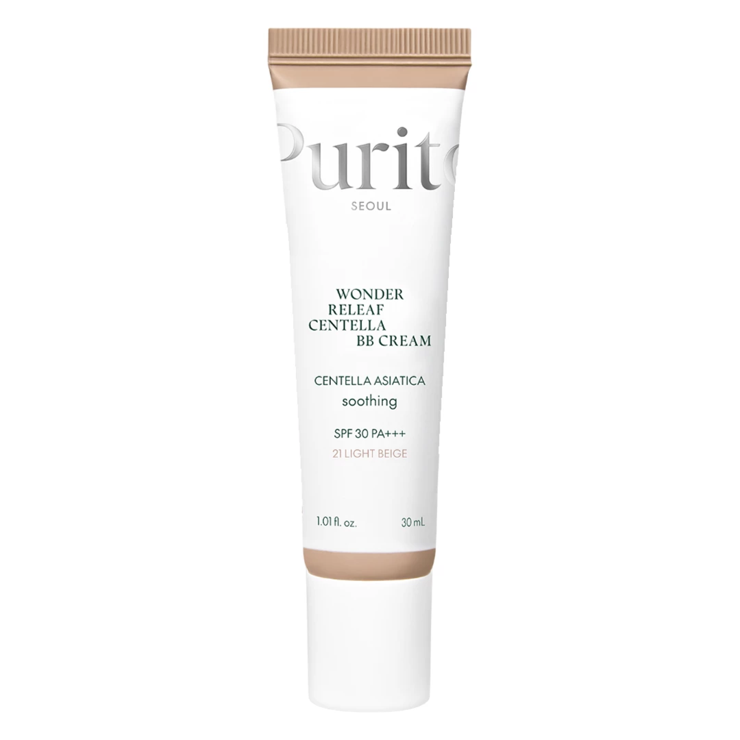 Crema BB multifunctionala cu SPF 30 PA+++, 21 Light Beige, Wonder Releaf Centella, 30 ml, Purito