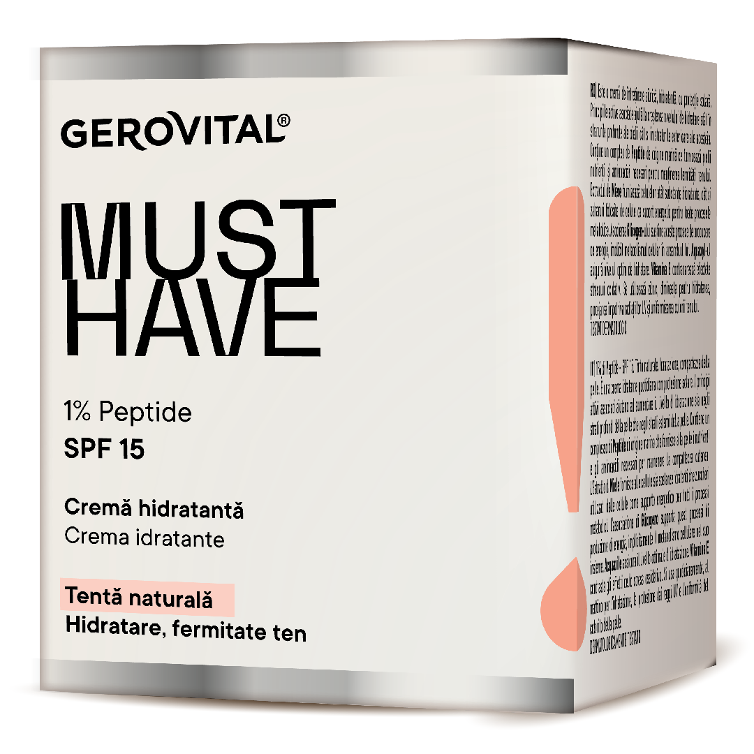 Crema hidratanta 1% Peptide SPF15 Must Have, 50 ml, Gerovital