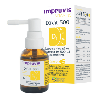 Suspensie uleioasa cu Vitamina D3 500 U.I. spray D3Vit, 20 ml, Impruvis
