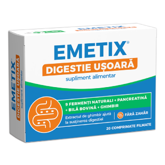 Emetix digestie usoara, 20 comprimate filmate, Fiterman Pharma