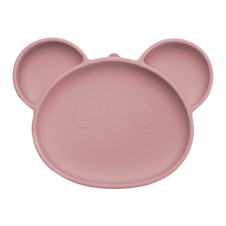 Farfurie din silicon cu ventuza Panda, 6 luni+, Old Rose, Appekids