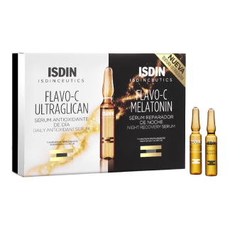 Ser pentru zi si noapte Flavo C Ultraglican si Melatonina, 20 fiole*2 ml, Isdin