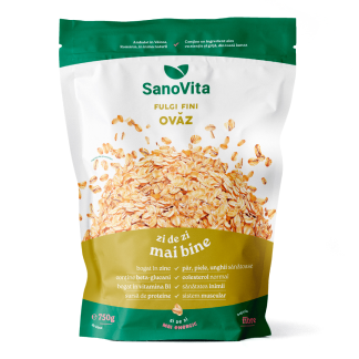 Fulgi de ovaz fini, punga cu zipper, 750 g, Sanovita