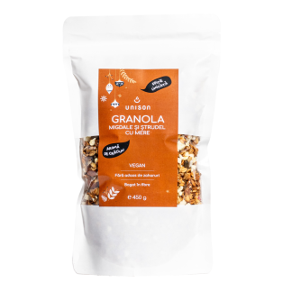 Granola cu migdale si strudel cu mere, 450g, Unison