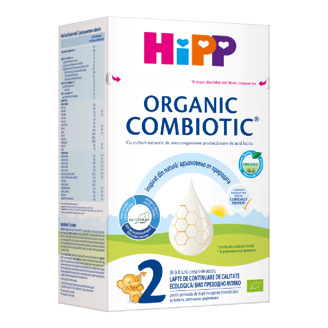 Formula lapte praf de continuare, 2, Organic Combiotic, 800g, Hipp