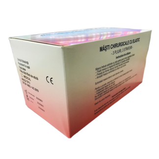 Masti chirurgicale, 3 straturi, 3 pliuri, tip II, 50 bucati