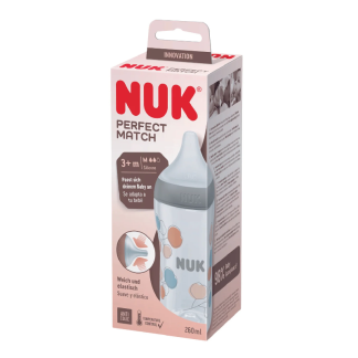 Biberon Perfect Match, tetina marimea M, 3+ luni, 260ml, Nuk