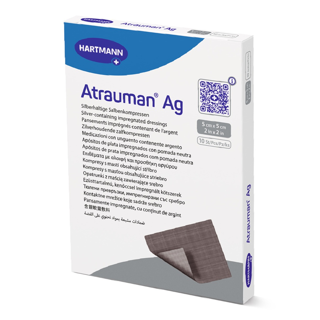Pansament cu unguent neutru si argint Atrauman Ag, 5*5 cm, 10 bucati, Hartmann