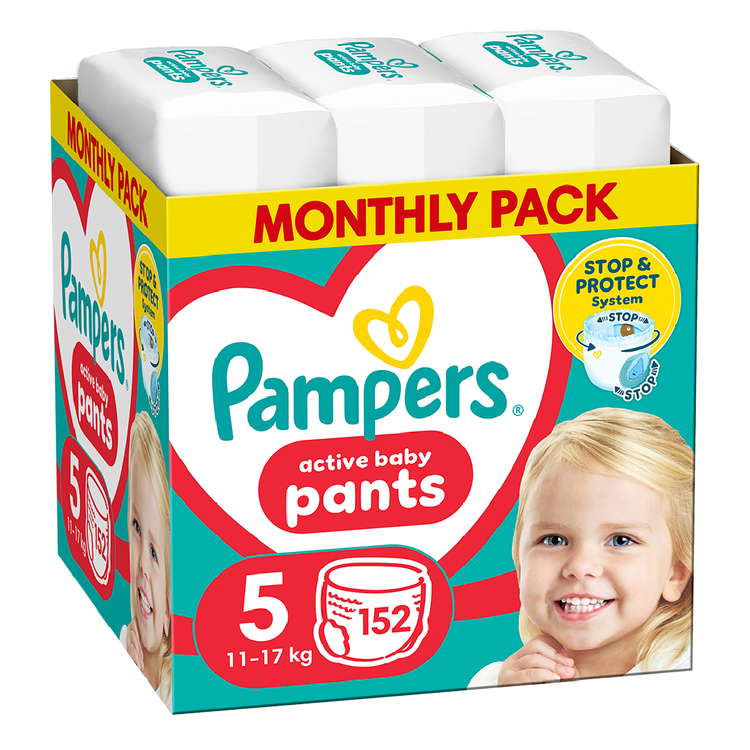 Scutece chilotel Active Baby Pants Nr.5, 11-17 kg, 152 bucati, Pampers