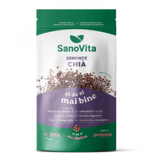 Seminte Chia, punga zipper, 200g, Sanovita