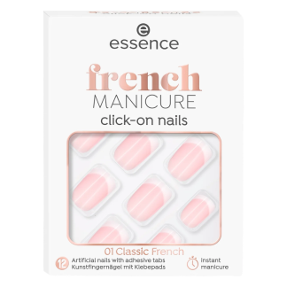 Unghii false French Manicure Click-On, 01 Classic French, 12 bucati, Essence