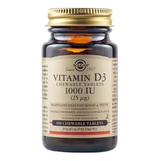 Vitamina D3 1000 UI, 100 tablete masticabile, Solgar