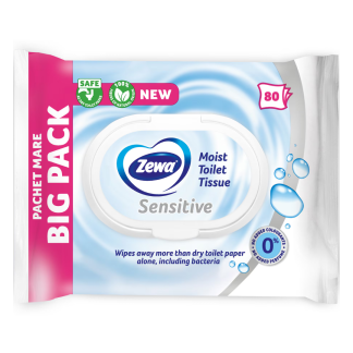 Hartie igienica umeda, Sensitive, 80 bucati, Zewa