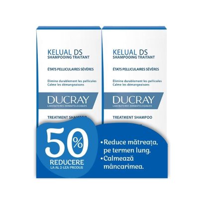 Pachet Sampon tratament dermatocosmetic antimatreata Kelual DS, 2*100 ml, Ducray -