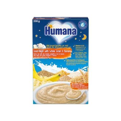 Cereale cu lapte si banana Noapte Buna de la 6 luni, 200g, Humana -