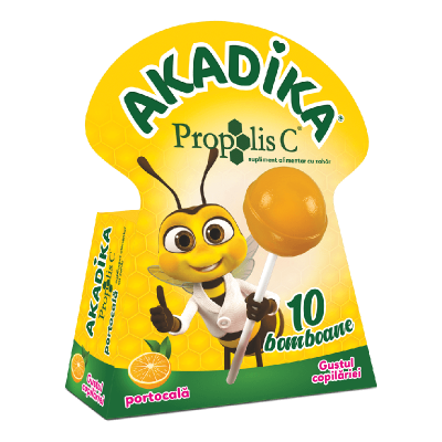 Acadele Propolis C cu portocala, 10 acadele, Akadika -