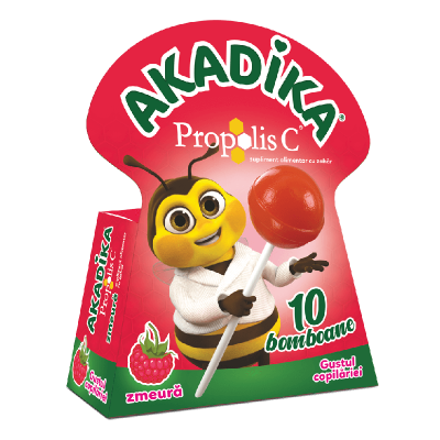 Acadele Propolis C cu zmeura, 10 bucati, Akadika -