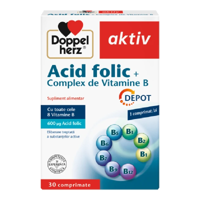 Acid folic + complex de vitamina B, 30 comprimate, Doppelherz -