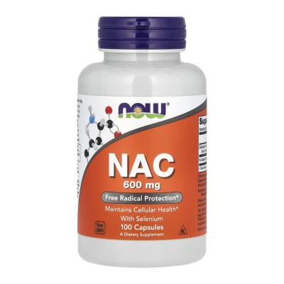 N-Acetyl Cysteine Cu Seleniu, 600 mg, 100 Capsule vegetale, Now Foods -