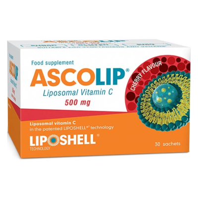 Vitamina C Lipozomala cu aroma de cirese, 500 mg, 30 plicuri, Liposhell -