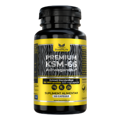 Ashwagandha KSM-66 Premium, 600 mg, 60 capsule vegane, Boost4Life -