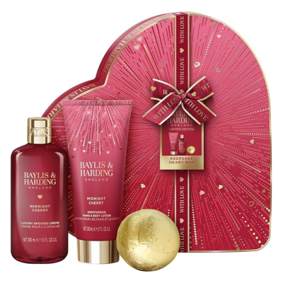 Set de ingrijire Midnight Cherry Luxury Heart, 3 piese, Baylis & Harding -