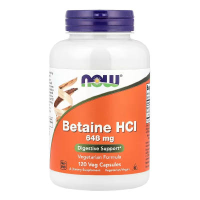Betaina HCl, 648 mg, 120 capsule vegetale, Now Foods -