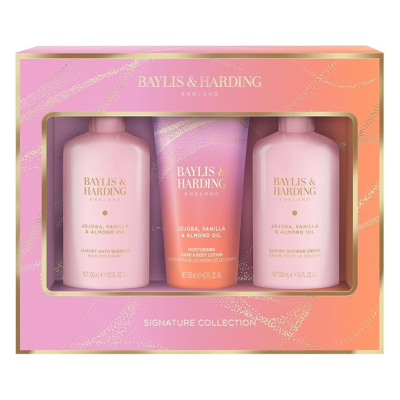 Set de ingrijire corp, Jojoba, Vanilie & Ulei de migdale Luxury Essentials, 3 piese Baylis&Harding -
