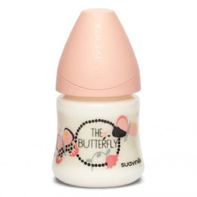 Biberon cu debit lent, fluture portocaliu, Fusion, 150 ml, Suavinex -